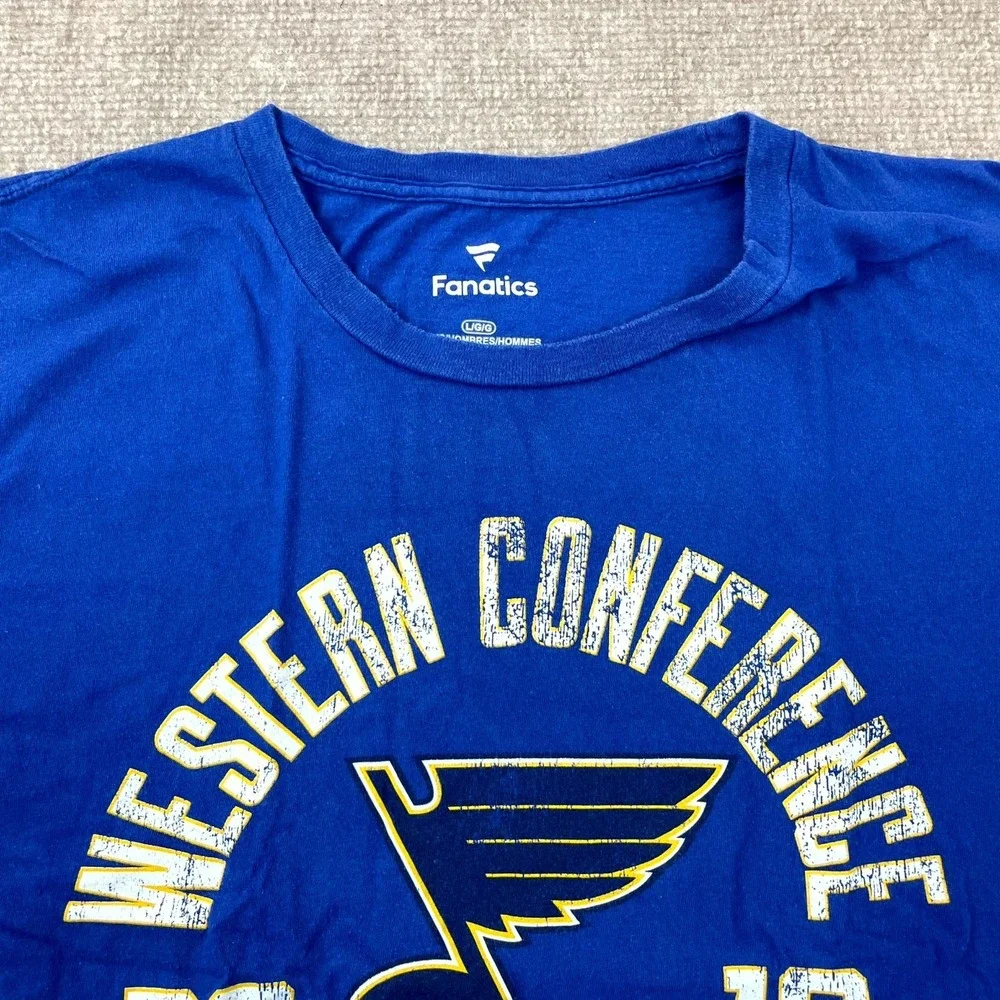 Fanatics Shirt Men L Blue St. Louis Blues NHL Ice Hockey Western Conference 2019